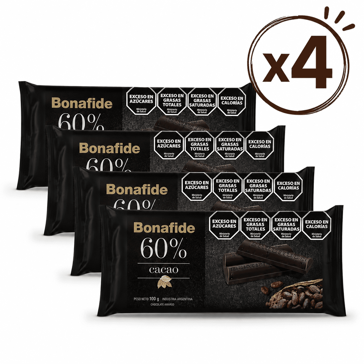 Tableta Cacao 60% 100gr x 4 und