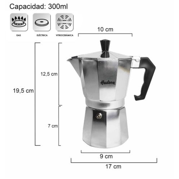 Cafetera Moka de Aluminio Apta para Inducción 9 tazas Argentina
