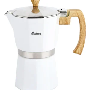 Cafetera Hudson Aluminio Tipo Italiana 9 Tazas Inducción - Blanca